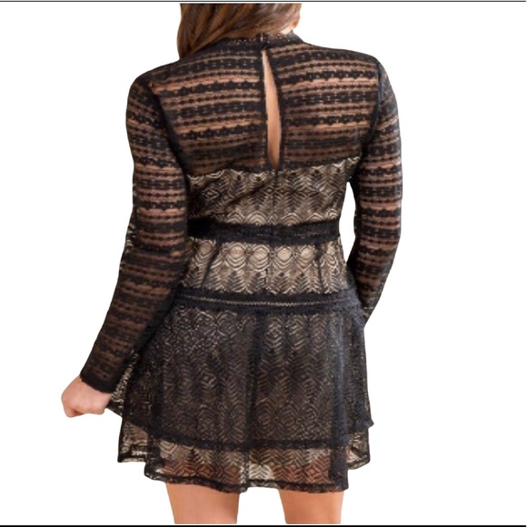 Francesca's Kenna Collection Lace A-Line Mini Black Lace Dress Holiday Dress Med - Picture 3 of 16